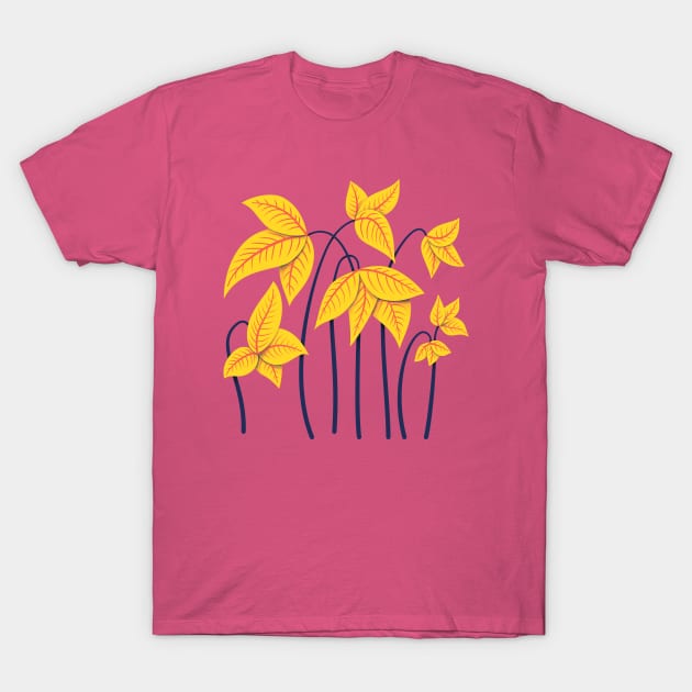 Yellow Geometric Flowers Abstract Art T-Shirt by Boriana Giormova